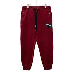 Dolce & Gabbana Red Logo Elastic Waist Sport Pants Size 56 100% Cotton Made In I